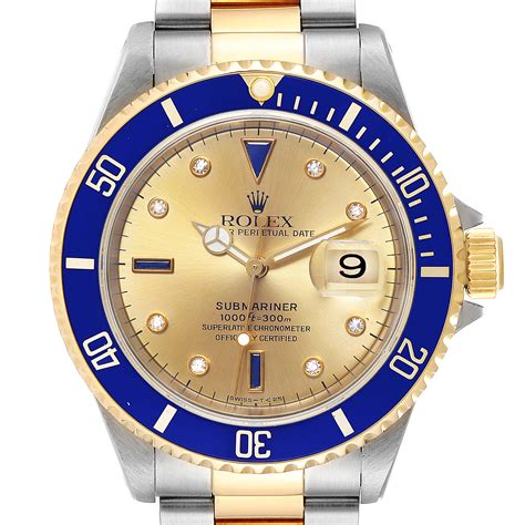 rolex stainless and gold submariner face with diamond markers|Rolex Submariner oyster steel.